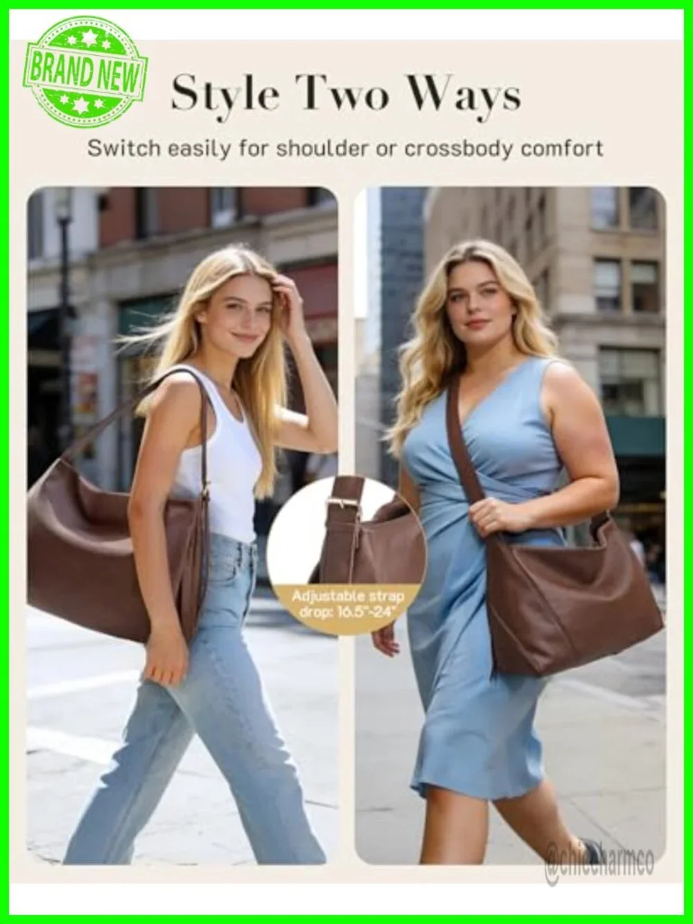 Hobo Shoulder Bag Leather Tote Crossbody Purse Adjustable Strap Women